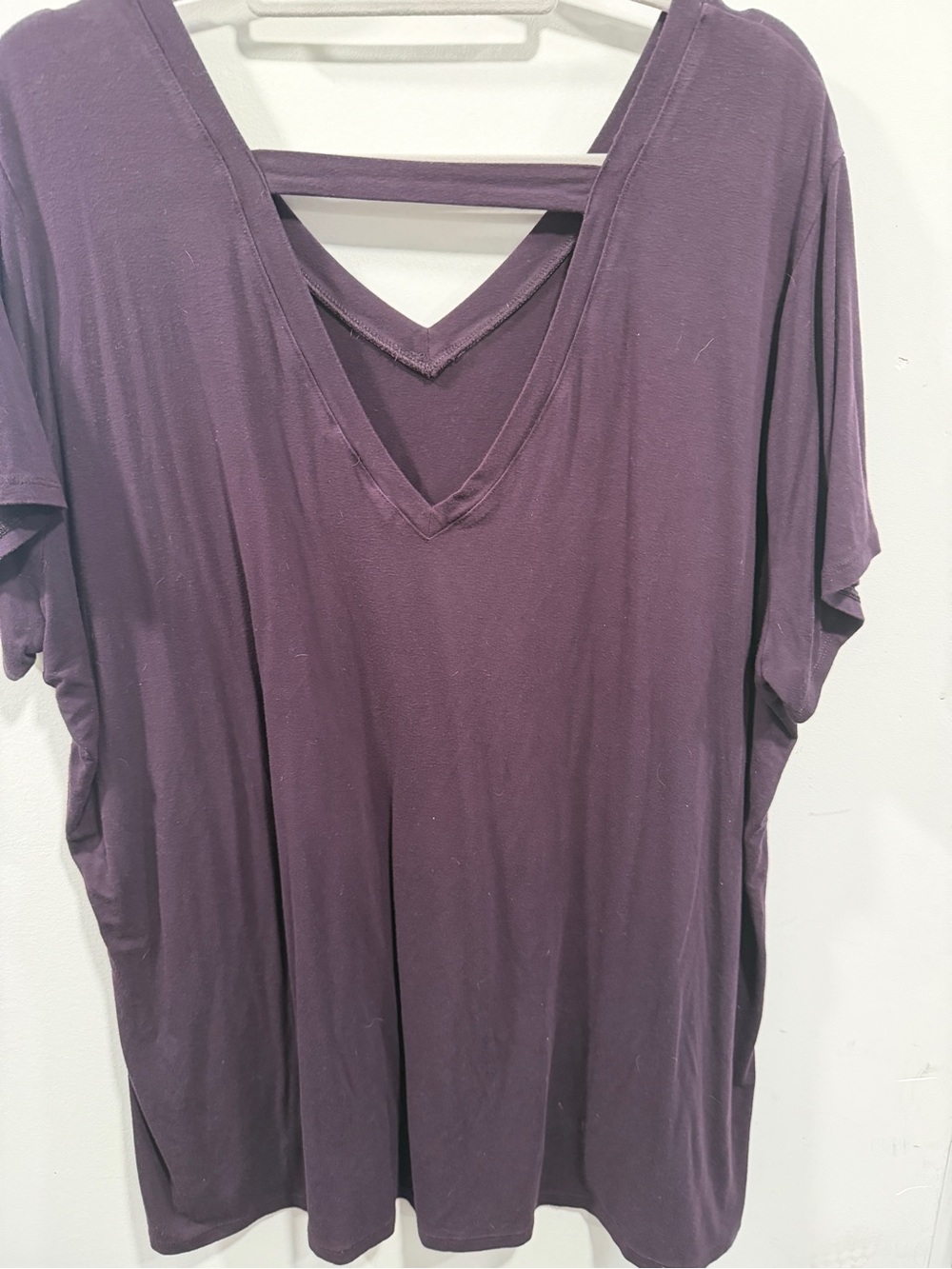 Anthropologie Plum V-Neck Short Sleeve Tee with Back Strap
